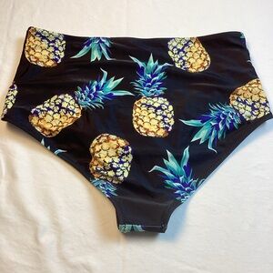Pineapple Print High-Waisted Bikini Bottom Sz L